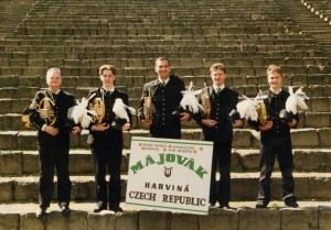 1997 09 - Německo, Schwarzenberg - hornová sekce - Václav Sluka, Aleš Hečko, Josef Šťastný, Petr Schwarz a Karel Lukeš