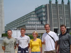 2003 07 - Belgie - hornová sekce - Karel Lukeš, Aleš Hečko, Veronika Mazáčová, Josef Šťastný a Petr Schwarz